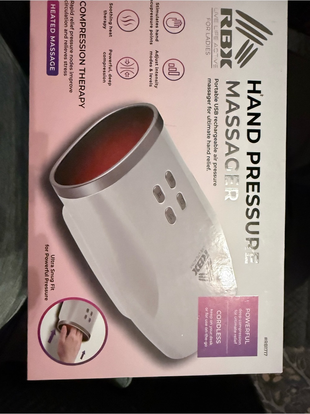 RBX White Hand Pressurе Massager with Red Interior